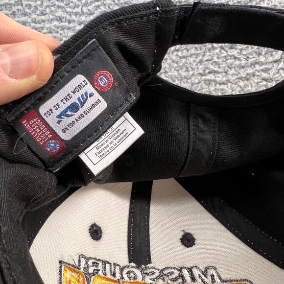 Missouri Tigers Hat Adjustable Strapback Embroidered Spellout logo Black White - Picture 4 of 6